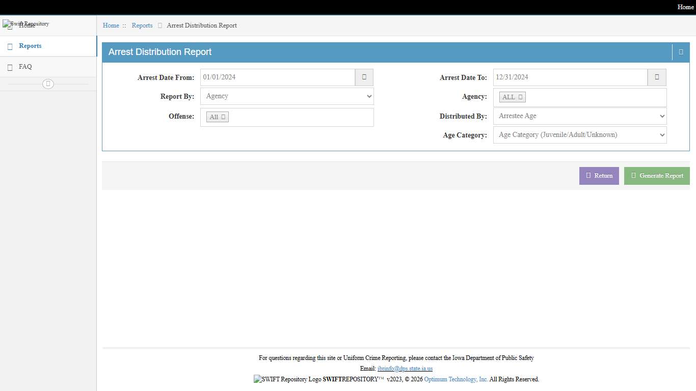 Arrest Distribution Report